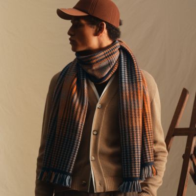HERMES エルメス スーパーHレザーパッチスカーフ メンズ
